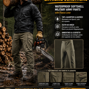 WATERPROOF SOFTSHELL MILITARY ARMY PANTS WITH FLEECE LINER (KHAKI)